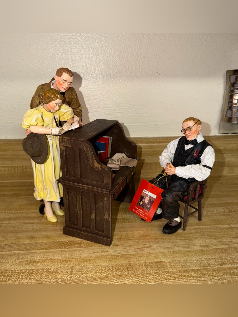 Vintage Norman Rockwell "The Marriage License" figurine wood large